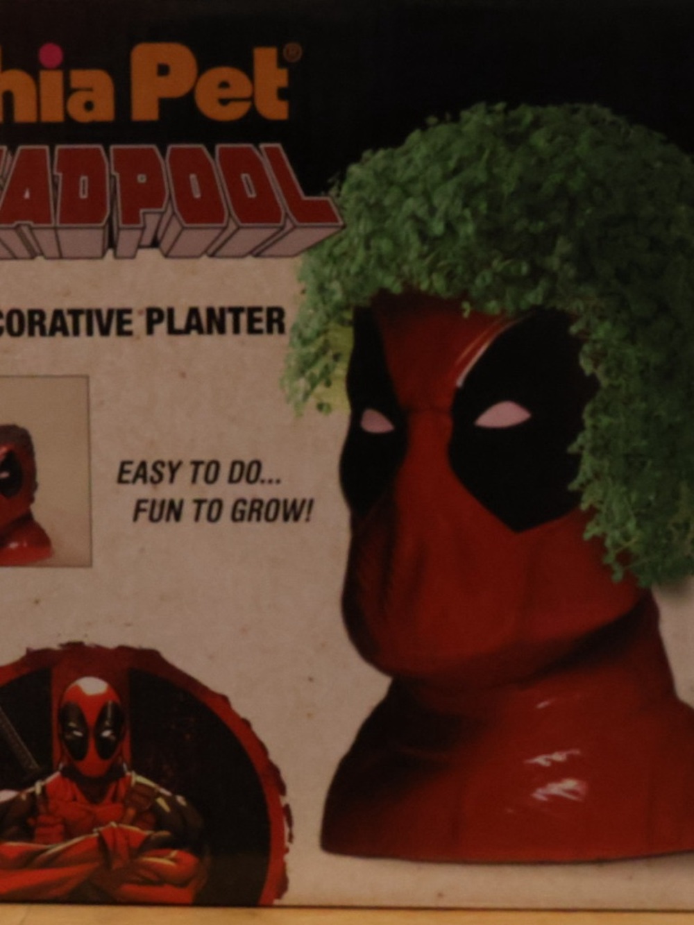 Chia Pet Deadpool Planter - Red with Green Growth